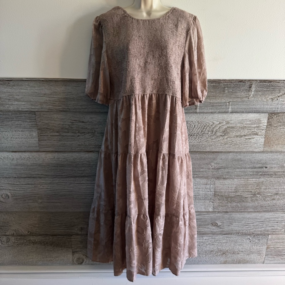 ZESICA Smocked Tiered Midi Dress – XXL – NWT